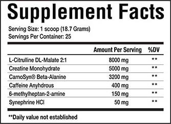Merica Labz Red White & Boom Pre Workout Supplement Facts