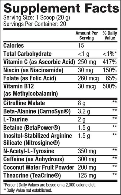 Dymatize PreWO Label Review