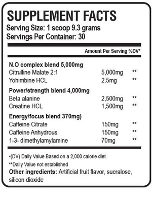 irate pre workout label