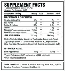 El Jefe Pre Workout Review Label