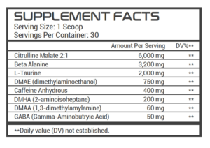 Dark Energy Pre Workout Ingredients