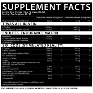DVST8 Pre Workout Ingredients