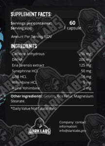 Dark Labs Adrenaline Ingredients