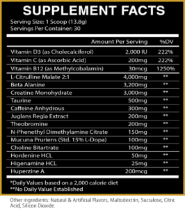 God of Rage Pre Workout Ingredients