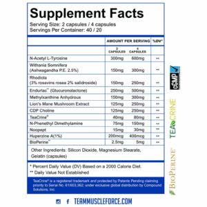 Grind Nootropic Ingredient Label