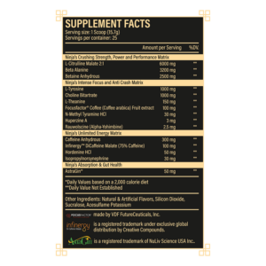 Ninja Up Pre Workout Ingredients
