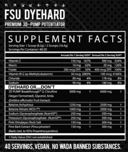 FSU Pre Workout Ingredients