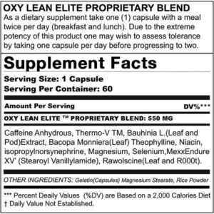 Oxylean Fat Burner Ingredients