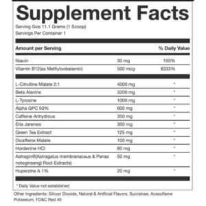 Ultra Pre Xtreme Ingredients