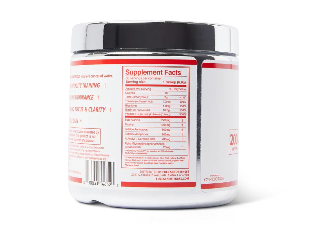full send pre workout ingredients