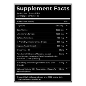 MANIACO RIPPED SUPPLEMENT FACTS